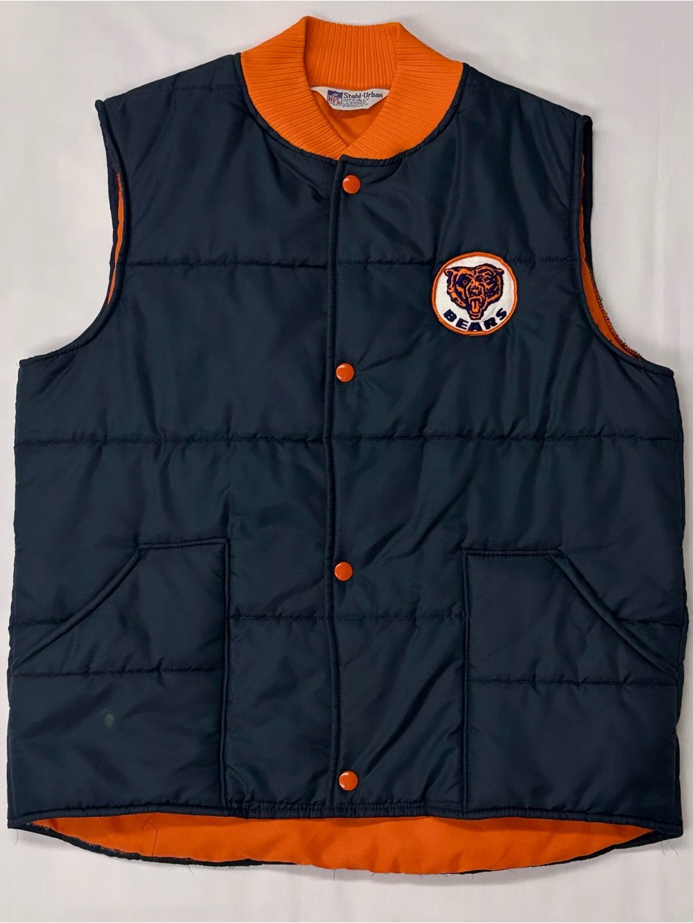Vintage Chicago Bears NFL Puffer Vest Stahl Urban XL 70s 80s Rare